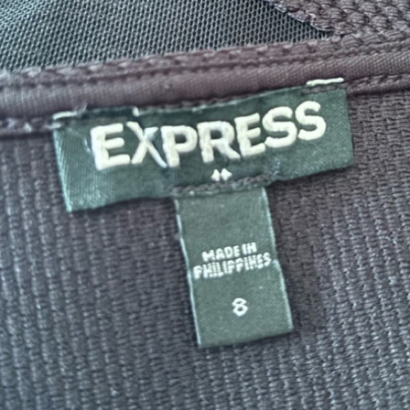 Express Little Black Dress Short Sleeve Round Neck Size 8 with Sheer Mesh Panels - Picture 4 of 7